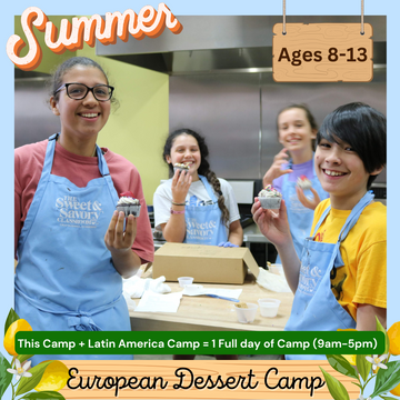 European Dessert Camp: June 24th - June 27th (Tues.-Fri.) Ages 8-13 (9a-12p)